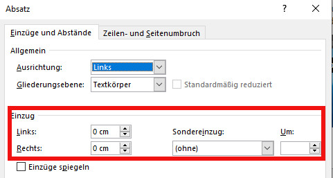 Aufzählungszeichen Einzüge, Absätze formatieren, Absätze entfernen, Absätze in Text einfügen
