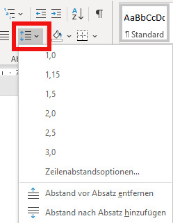 Zeilenabstand einstellen Word, Absatzabstand einstellen Word