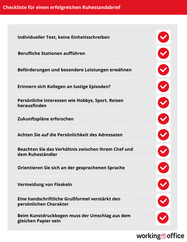 Punkte für einen gelungenen Abschied