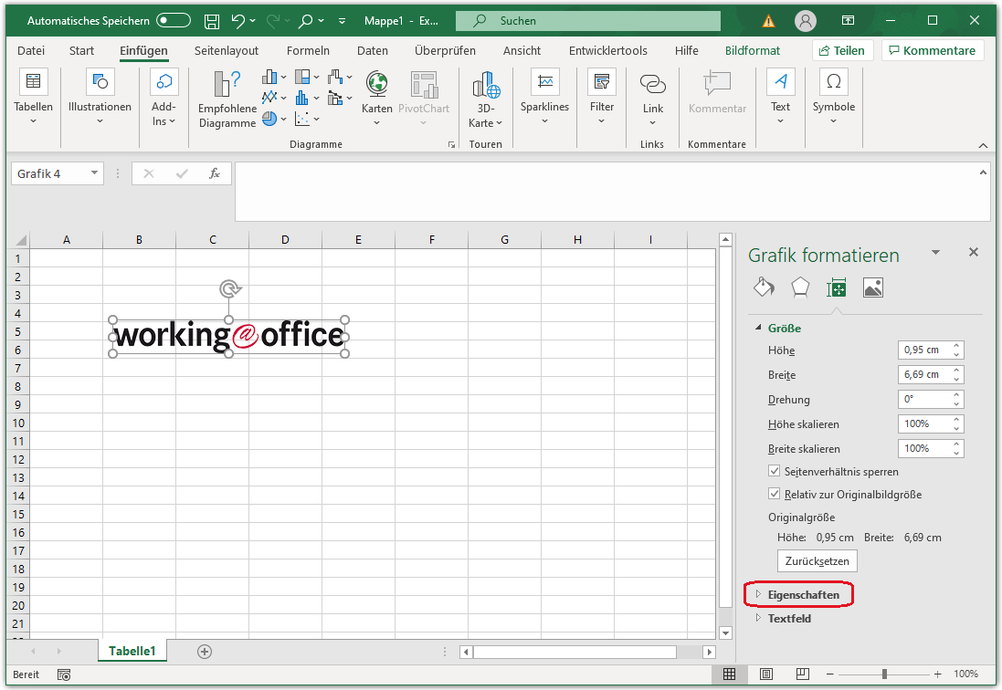 Anleitung Bild an Excel Zelle binden Schritt 2