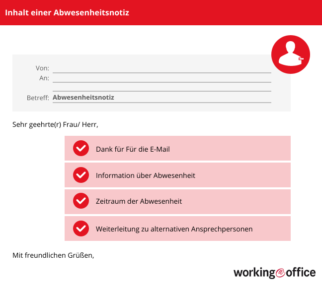 absence note, Inhalt der Abwesenheitsnotiz