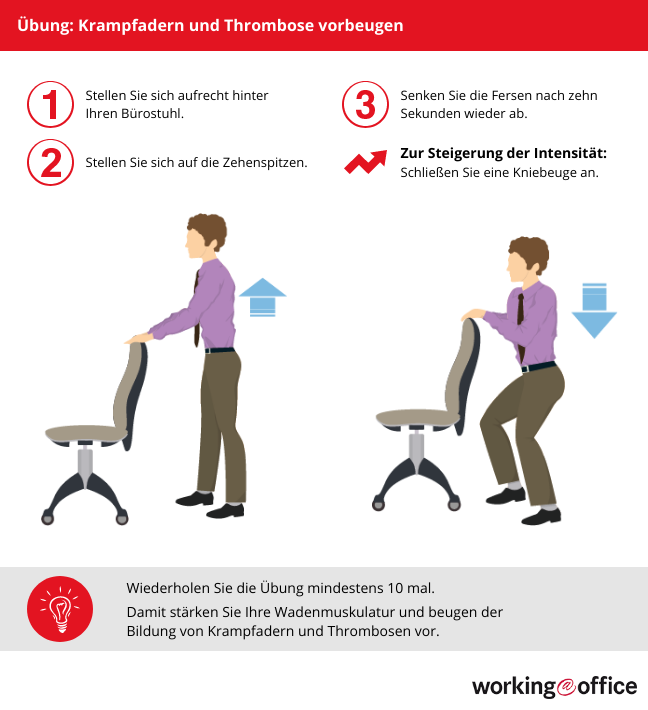 Übungen im Büro gegen Krampfadern