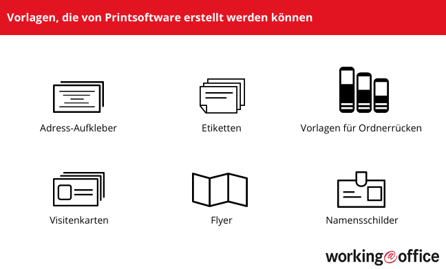 Etiketten, die mit Software gemacht werden können