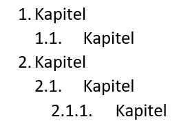 Aufzählung Ebenen Word, Kapitel Aufzählung, Aufzählungszeichen in Woord, Absätze strukturieren durch Aufzählungszeichen
