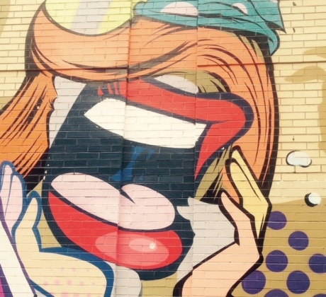Street Art in NYC: Comic-Mund schreit.