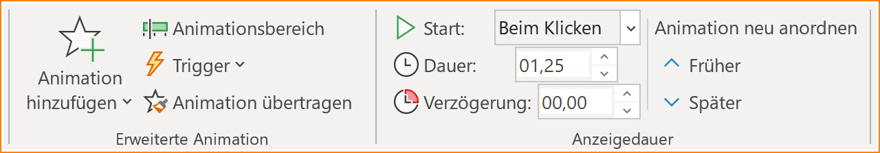 Animationen einsetzen in PowerPoint, Details Animationen