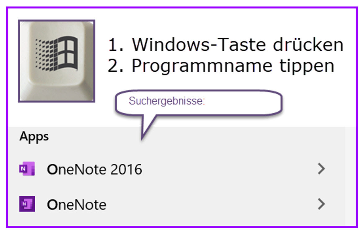 Installieren OneNote, Installation OneNote, Windows-Taste