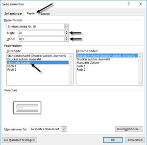Papier manuell einführen, Manuelle Zufuhr des Papiers in Word