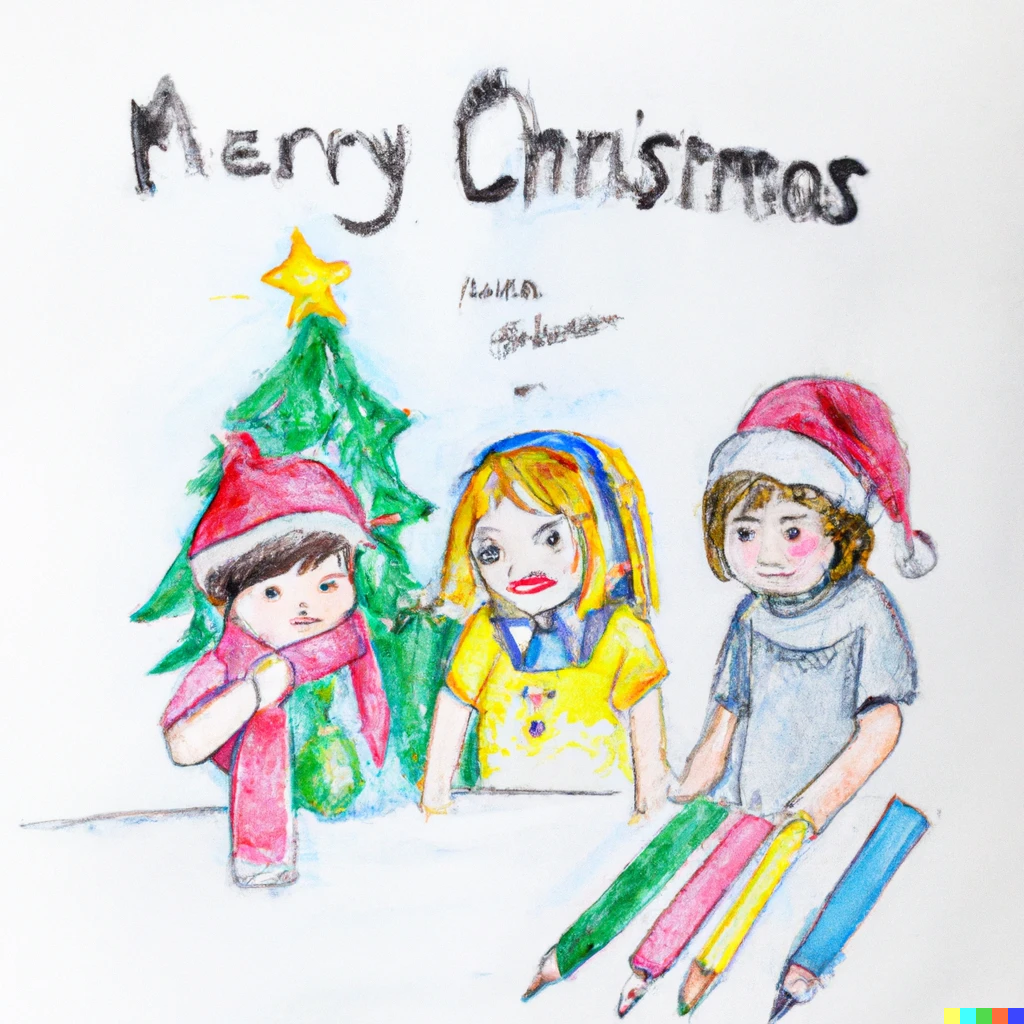 Kinderzeichnung von Weihnachtsfeier