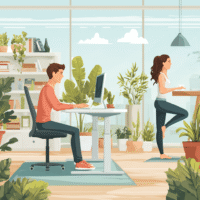 Person arbeitet im modernen Büro an einem höhenverstellbaren Schreibtisch mit ergonomischer Haltung – Symbol für gesundes Arbeiten und Ergonomie am Arbeitsplatz.