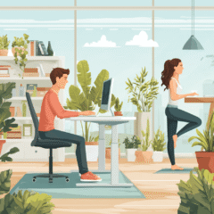 Person arbeitet im modernen Büro an einem höhenverstellbaren Schreibtisch mit ergonomischer Haltung – Symbol für gesundes Arbeiten und Ergonomie am Arbeitsplatz.