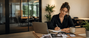 Assistentin bereitet After-Event-Management vor